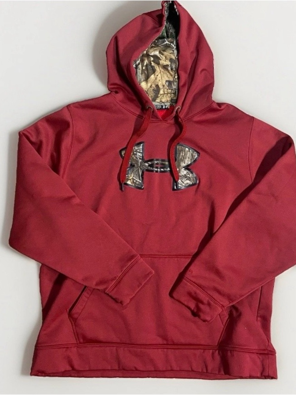 Under Armour Men's Red & Camouflage Pullover Hoodie Loose Fit Long Sleeve 2XL